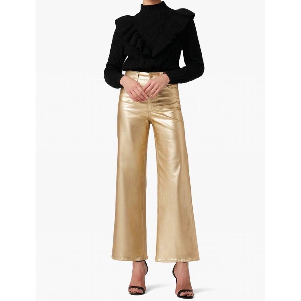 Joes Jeans Collection Gold Metallic Wide Leg Pants Trousers 30 NWT